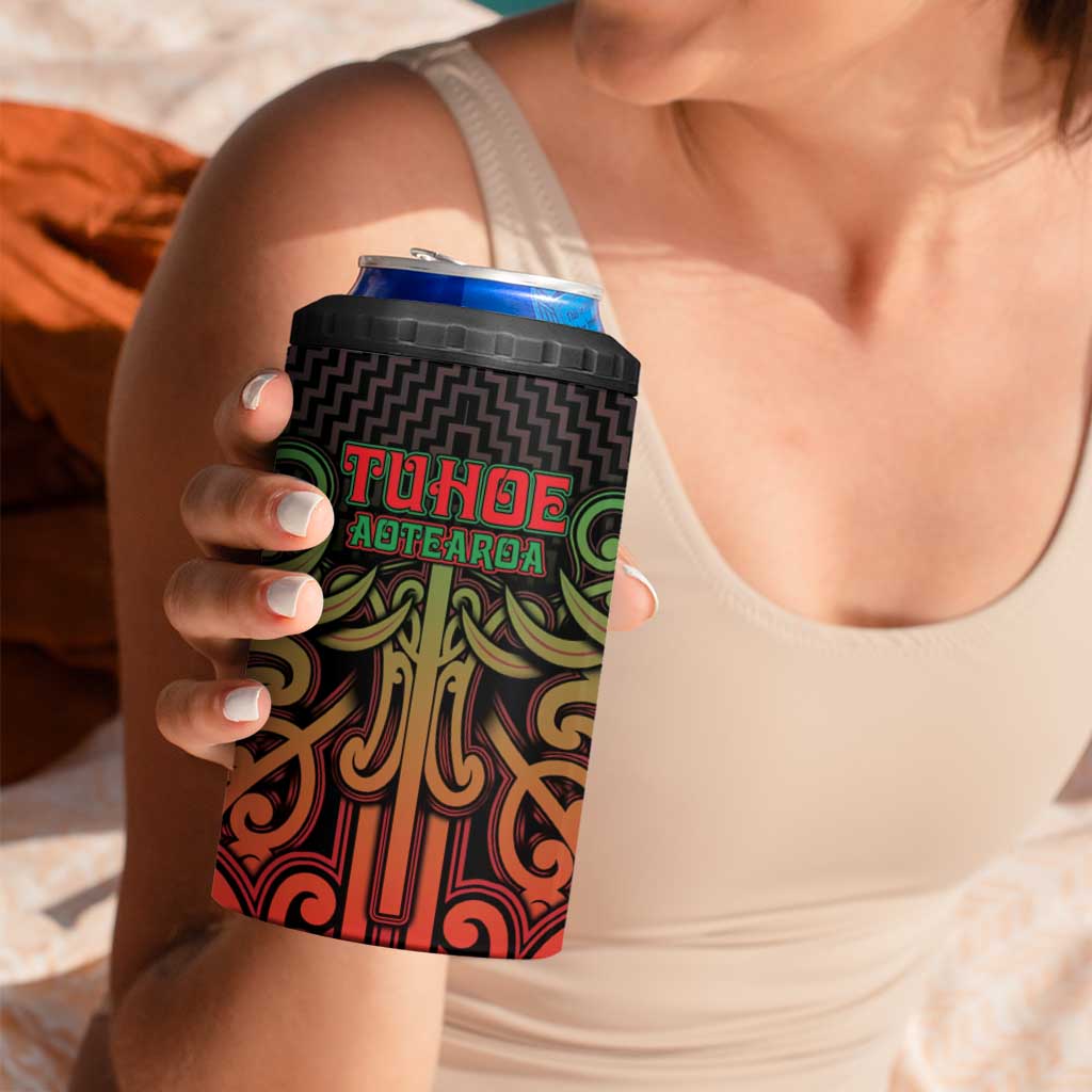 Custom Aotearoa Tuhoe 4 in 1 Can Cooler Tumbler Maori Tribal Pattern Mix Poutama LT05 - Polynesian Pride