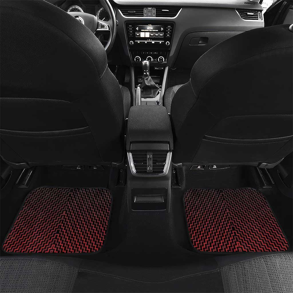 Custom Aotearoa Tuhoe Car Mats Maori Tribal Pattern Mix Poutama LT05 Set 2pcs - Back Black - Polynesian Pride