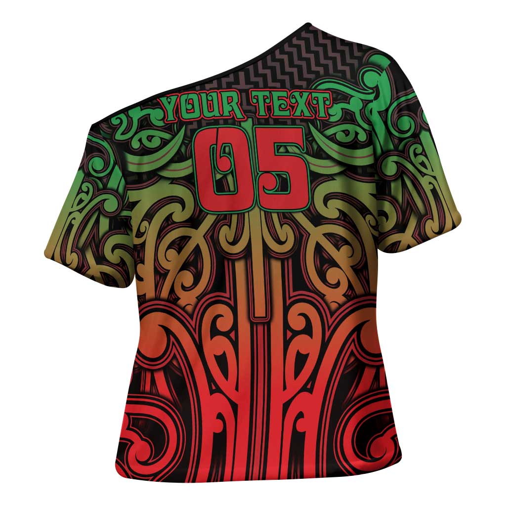 Custom Aotearoa Tuhoe Cross Shoulder Shirt Maori Tribal Pattern Mix Poutama LT05 - Polynesian Pride