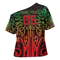 Custom Aotearoa Tuhoe Cross Shoulder Shirt Maori Tribal Pattern Mix Poutama LT05 - Polynesian Pride