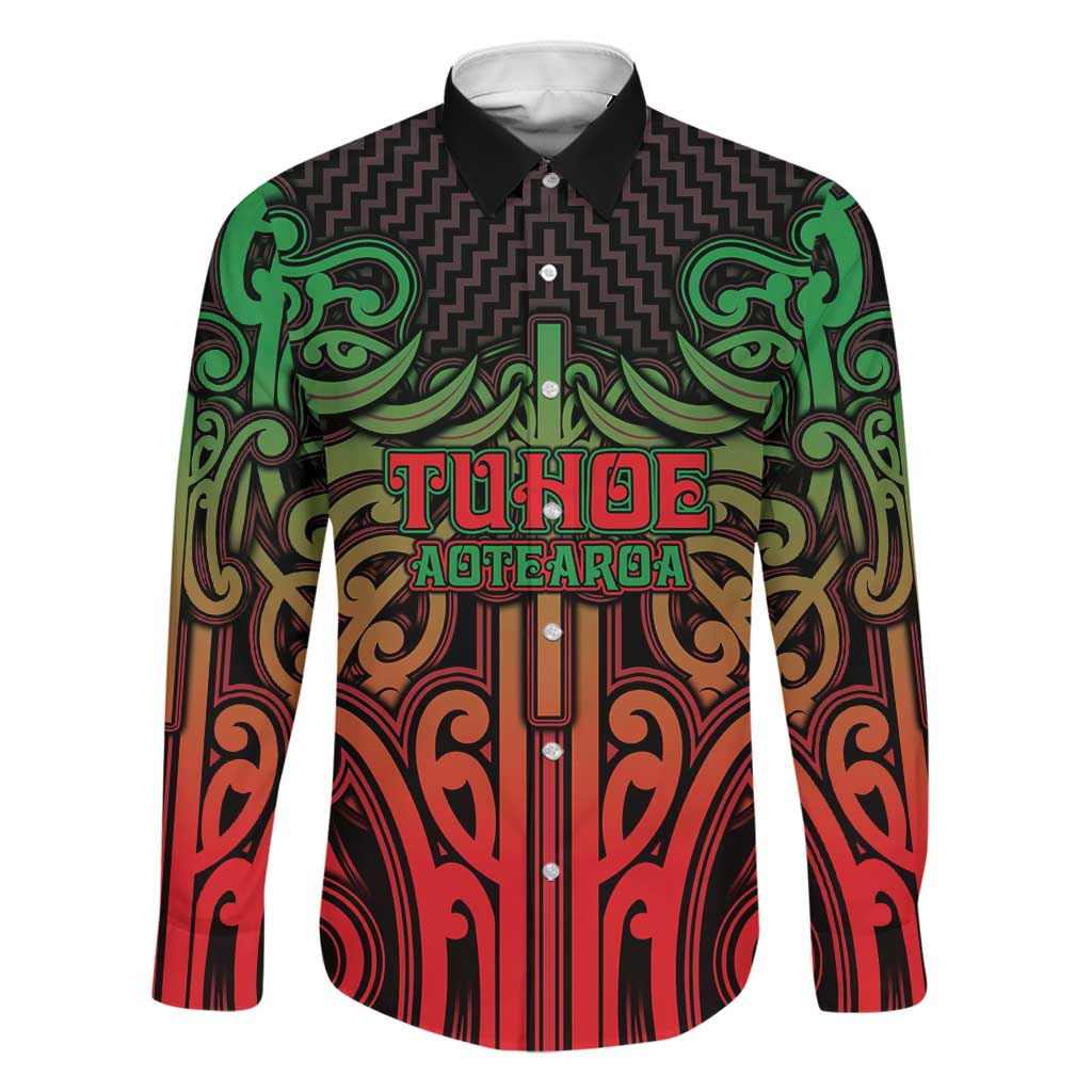 Custom Aotearoa Tuhoe Family Matching Long Sleeve Bodycon Dress and Hawaiian Shirt Maori Tribal Pattern Mix Poutama