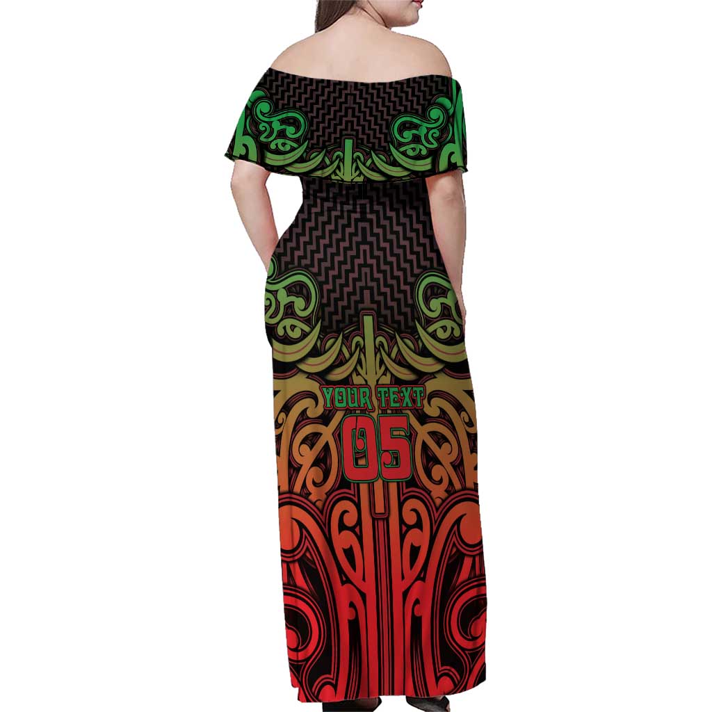 Custom Aotearoa Tuhoe Family Matching Off Shoulder Maxi Dress and Hawaiian Shirt Maori Tribal Pattern Mix Poutama