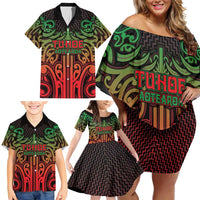 Custom Aotearoa Tuhoe Family Matching Off Shoulder Short Dress and Hawaiian Shirt Maori Tribal Pattern Mix Poutama