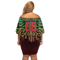 Custom Aotearoa Tuhoe Family Matching Off Shoulder Short Dress and Hawaiian Shirt Maori Tribal Pattern Mix Poutama