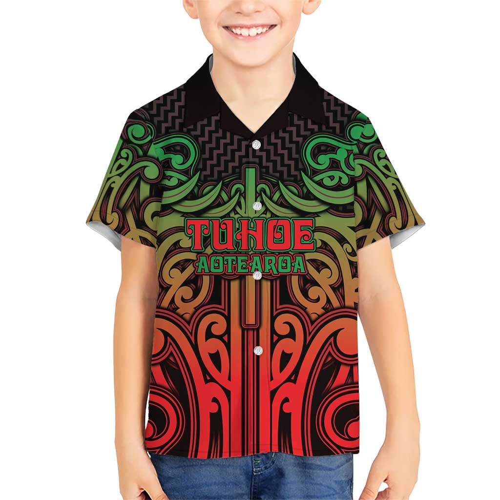 Custom Aotearoa Tuhoe Family Matching Off Shoulder Short Dress and Hawaiian Shirt Maori Tribal Pattern Mix Poutama