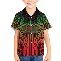 Custom Aotearoa Tuhoe Family Matching Off Shoulder Short Dress and Hawaiian Shirt Maori Tribal Pattern Mix Poutama