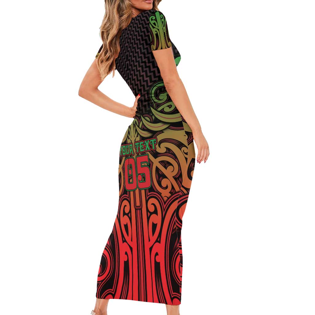 Custom Aotearoa Tuhoe Family Matching Short Sleeve Bodycon Dress and Hawaiian Shirt Maori Tribal Pattern Mix Poutama