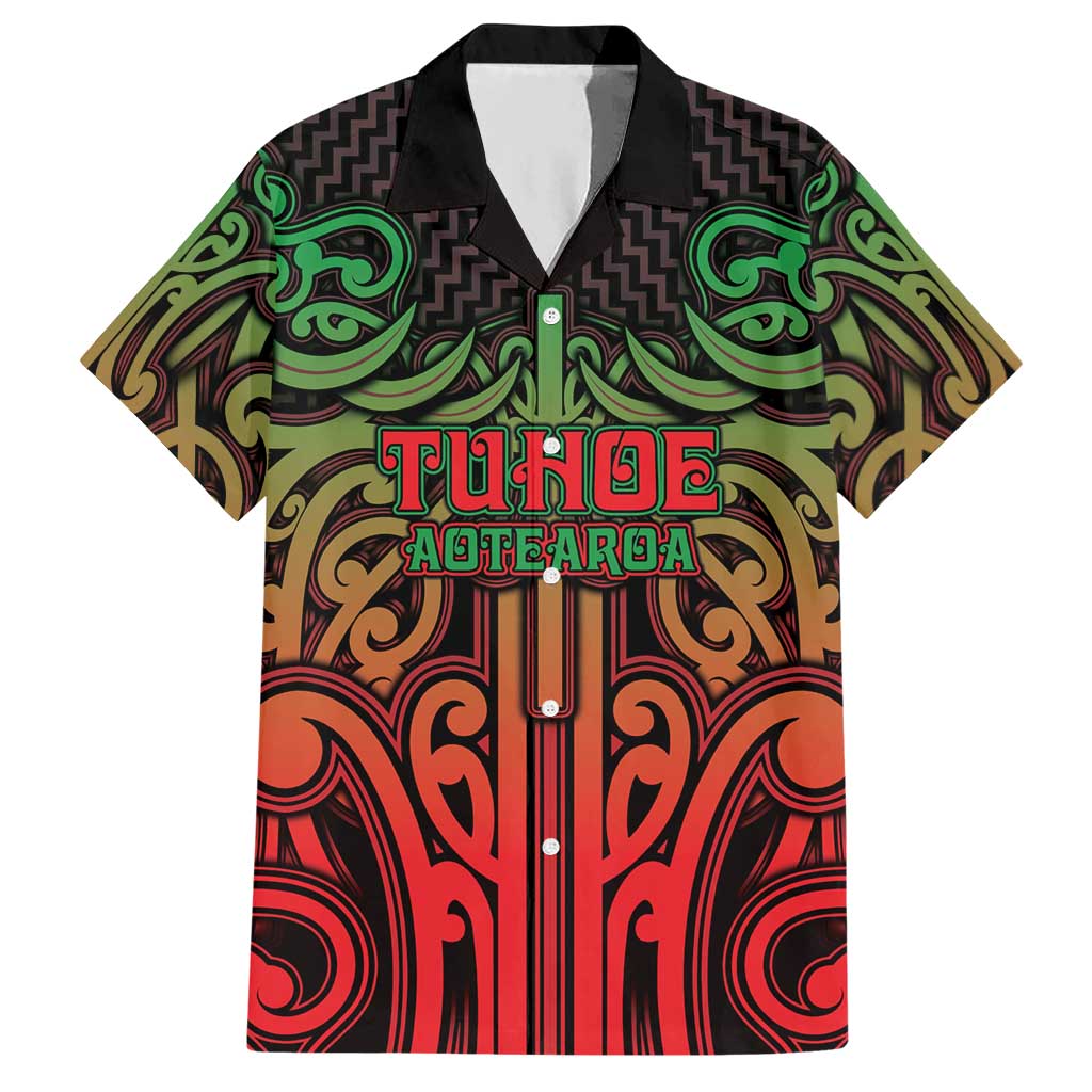 Custom Aotearoa Tuhoe Hawaiian Shirt Maori Tribal Pattern Mix Poutama LT05 Black - Polynesian Pride