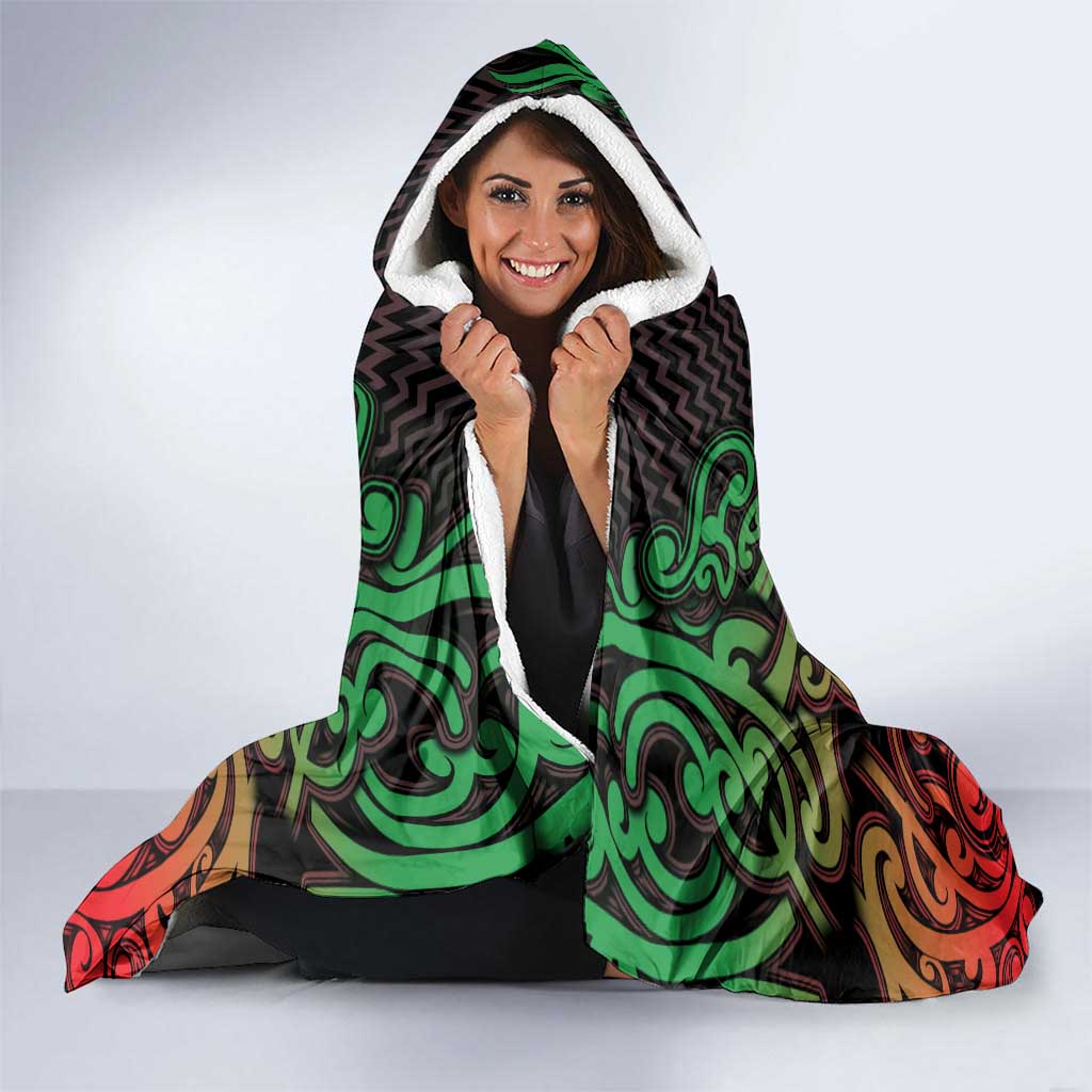 Custom Aotearoa Tuhoe Hooded Blanket Maori Tribal Pattern Mix Poutama LT05 - Polynesian Pride