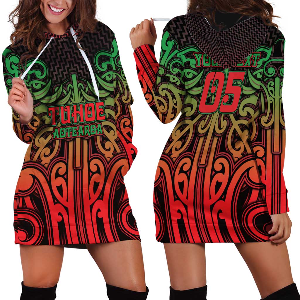 Custom Aotearoa Tuhoe Hoodie Dress Maori Tribal Pattern Mix Poutama LT05 - Polynesian Pride