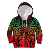 Custom Aotearoa Tuhoe Kid Hoodie Maori Tribal Pattern Mix Poutama LT05 Hoodie Black - Polynesian Pride