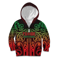 Custom Aotearoa Tuhoe Kid Hoodie Maori Tribal Pattern Mix Poutama LT05 Zip Hoodie Black - Polynesian Pride