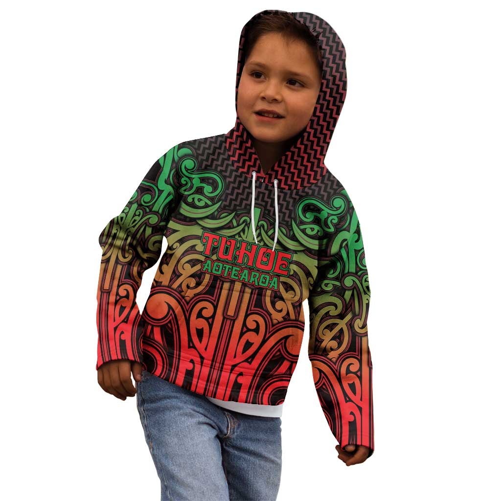 Custom Aotearoa Tuhoe Kid Hoodie Maori Tribal Pattern Mix Poutama LT05 - Polynesian Pride