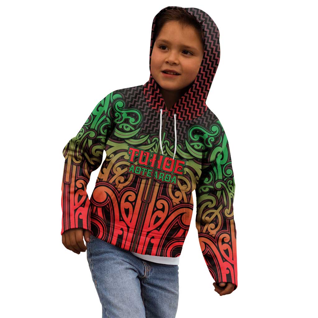 Custom Aotearoa Tuhoe Kid Hoodie Maori Tribal Pattern Mix Poutama LT05 - Polynesian Pride