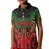 Custom Aotearoa Tuhoe Kid Polo Shirt Maori Tribal Pattern Mix Poutama LT05 Kid Black - Polynesian Pride