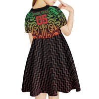 Custom Aotearoa Tuhoe Kid Short Sleeve Dress Maori Tribal Pattern Mix Poutama LT05 - Polynesian Pride