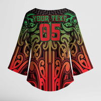 Custom Aotearoa Tuhoe Kimono Sleeve Blouse Maori Tribal Pattern Mix Poutama LT05 - Polynesian Pride
