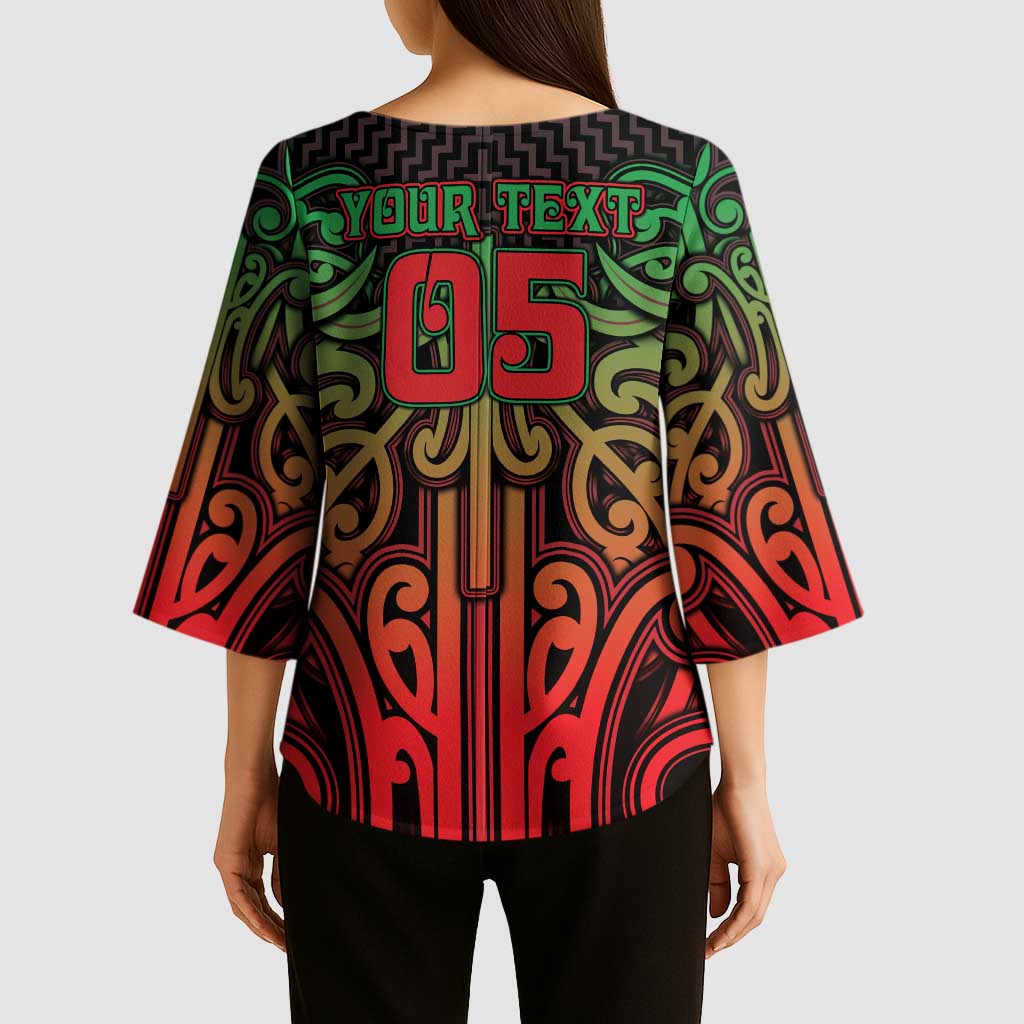 Custom Aotearoa Tuhoe Kimono Sleeve Blouse Maori Tribal Pattern Mix Poutama LT05 - Polynesian Pride