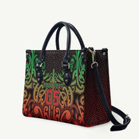 Custom Aotearoa Tuhoe Leather Bag Maori Tribal Pattern Mix Poutama