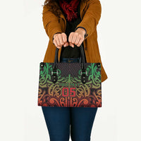 Custom Aotearoa Tuhoe Leather Bag Maori Tribal Pattern Mix Poutama