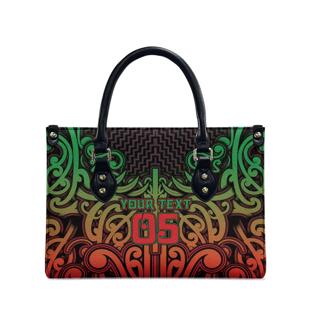Custom Aotearoa Tuhoe Leather Bag Maori Tribal Pattern Mix Poutama