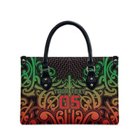 Custom Aotearoa Tuhoe Leather Bag Maori Tribal Pattern Mix Poutama