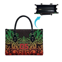 Custom Aotearoa Tuhoe Leather Bag Maori Tribal Pattern Mix Poutama