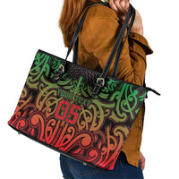Custom Aotearoa Tuhoe Leather Tote Bag Maori Tribal Pattern Mix Poutama LT05 - Polynesian Pride