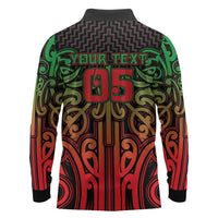 Custom Aotearoa Tuhoe Long Sleeve Polo Shirt Maori Tribal Pattern Mix Poutama LT05 - Polynesian Pride
