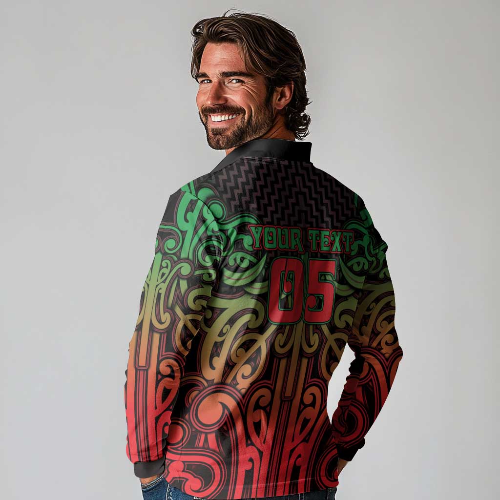 Custom Aotearoa Tuhoe Long Sleeve Polo Shirt Maori Tribal Pattern Mix Poutama LT05 - Polynesian Pride