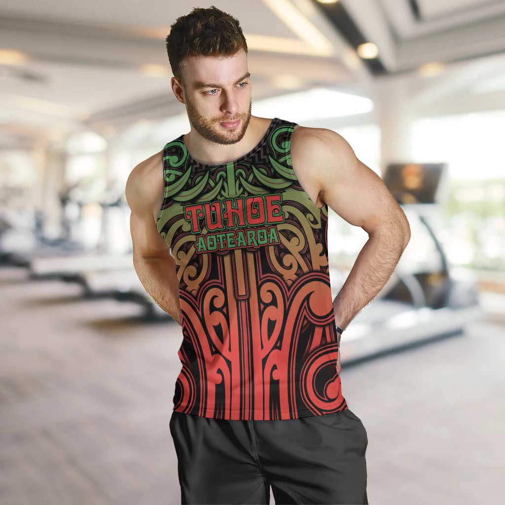 Custom Aotearoa Tuhoe Men Tank Top Maori Tribal Pattern Mix Poutama LT05 Black - Polynesian Pride