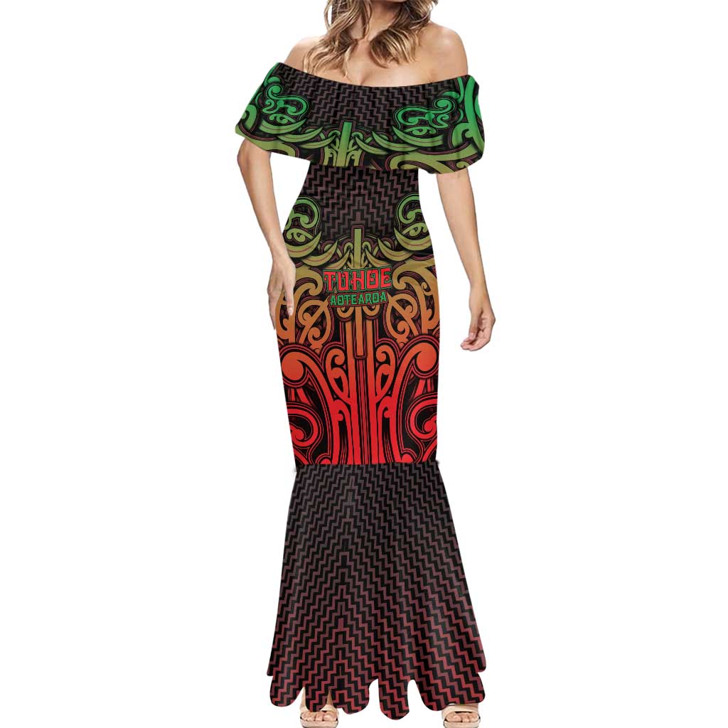 Custom Aotearoa Tuhoe Mermaid Dress Maori Tribal Pattern Mix Poutama LT05 - Polynesian Pride