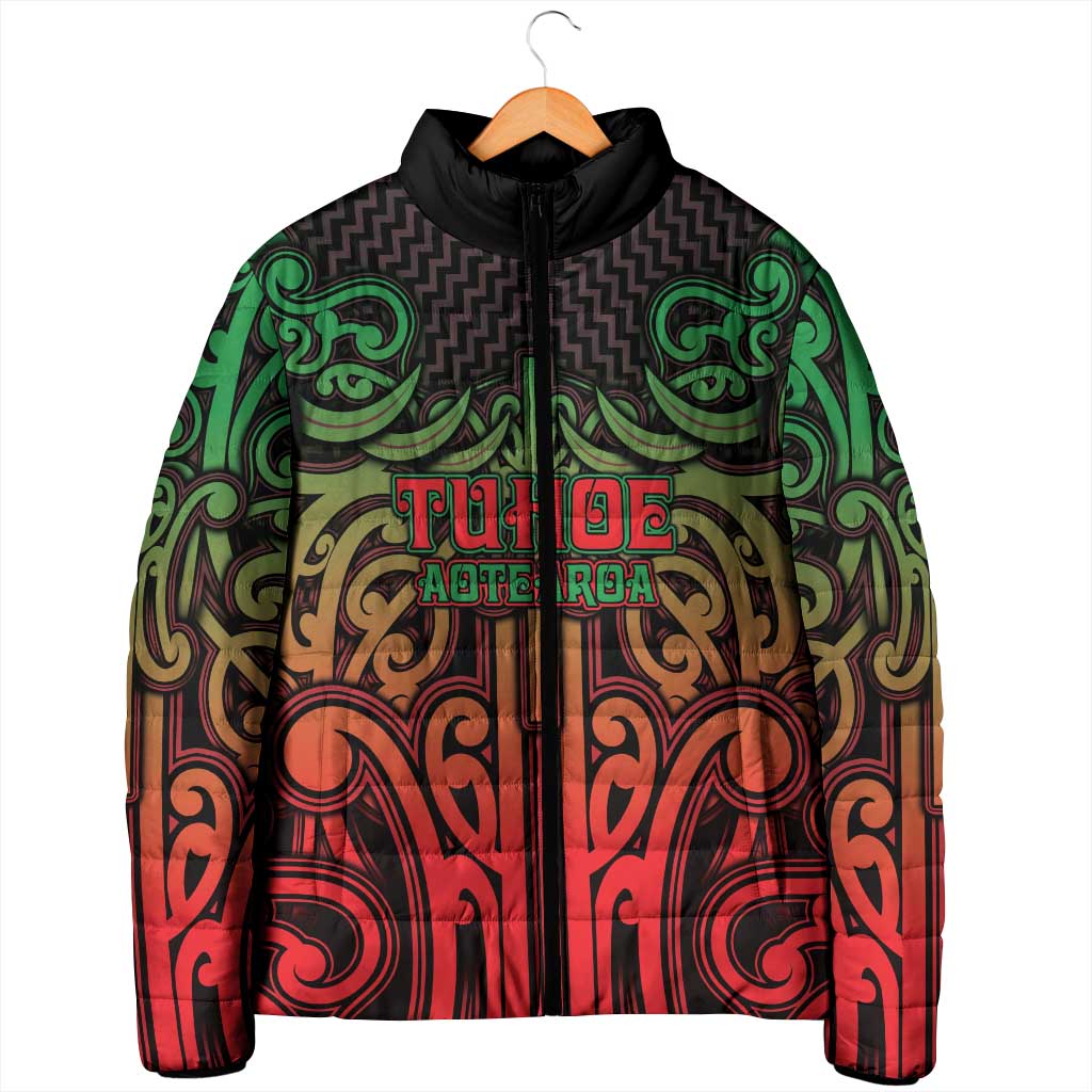 Custom Aotearoa Tuhoe Padded Jacket Maori Tribal Pattern Mix Poutama