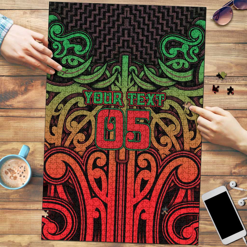 Custom Aotearoa Tuhoe Puzzle Maori Tribal Pattern Mix Poutama LT05 Black - Polynesian Pride