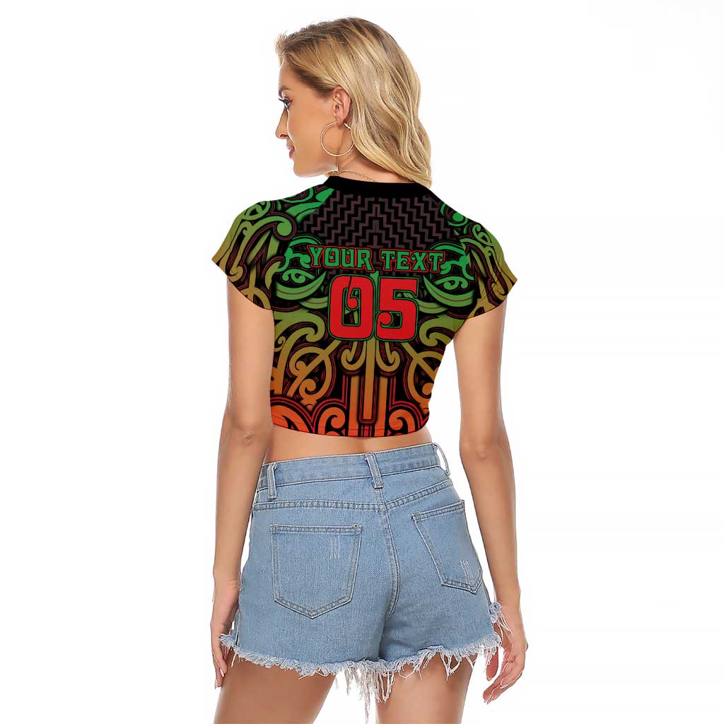 Custom Aotearoa Tuhoe Raglan Cropped T Shirt Maori Tribal Pattern Mix Poutama LT05 - Polynesian Pride