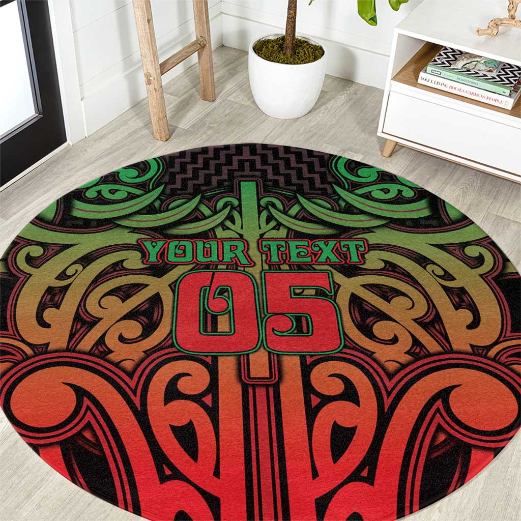 Custom Aotearoa Tuhoe Round Carpet Maori Tribal Pattern Mix Poutama LT05 Black - Polynesian Pride