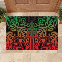 Custom Aotearoa Tuhoe Rubber Doormat Maori Tribal Pattern Mix Poutama LT05 Black - Polynesian Pride