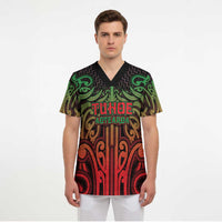 Custom Aotearoa Tuhoe Scrub Top Maori Tribal Pattern Mix Poutama LT05 - Polynesian Pride