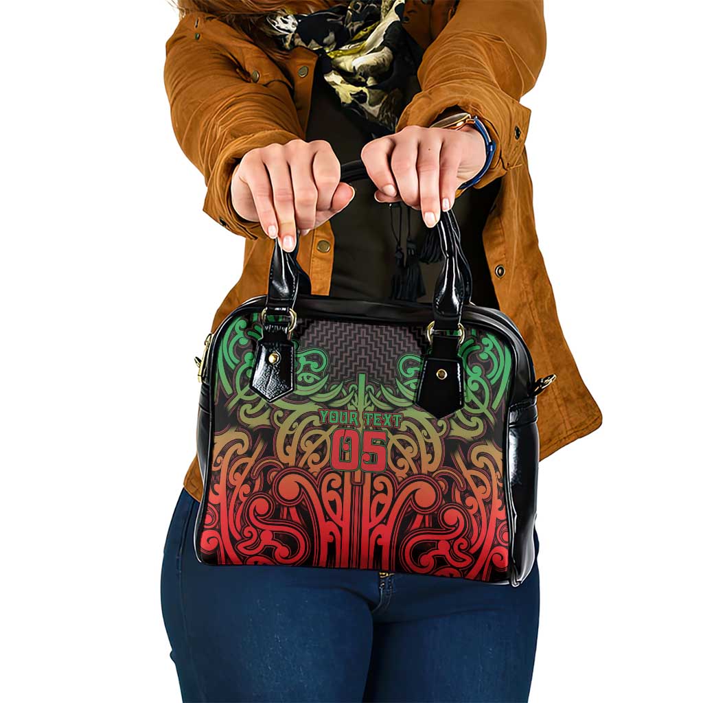 Custom Aotearoa Tuhoe Shoulder Handbag Maori Tribal Pattern Mix Poutama LT05 One Size Black - Polynesian Pride