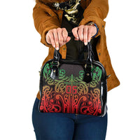 Custom Aotearoa Tuhoe Shoulder Handbag Maori Tribal Pattern Mix Poutama LT05 One Size Black - Polynesian Pride