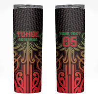 Custom Aotearoa Tuhoe Skinny Tumbler Maori Tribal Pattern Mix Poutama LT05 Black - Polynesian Pride