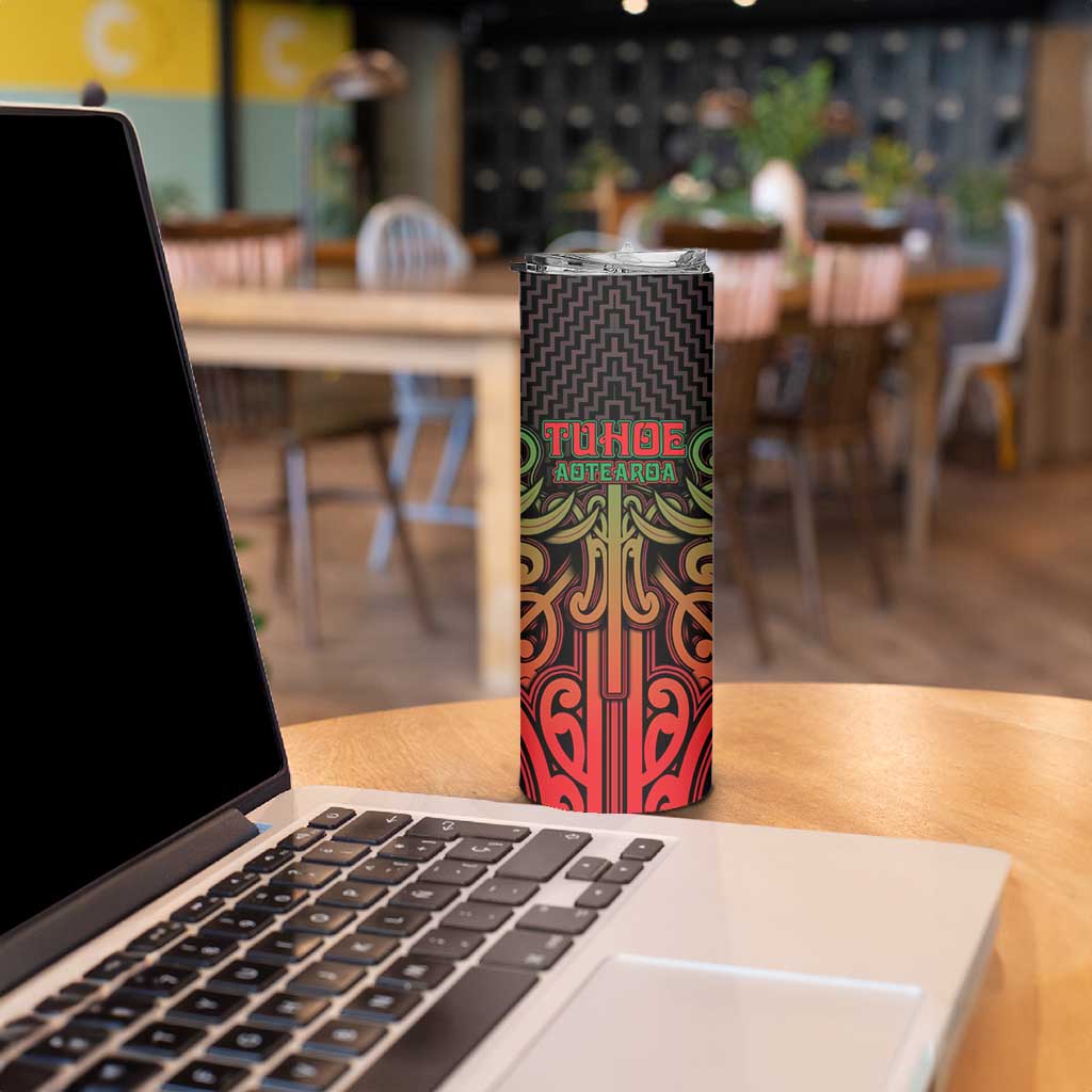 Custom Aotearoa Tuhoe Skinny Tumbler Maori Tribal Pattern Mix Poutama LT05 - Polynesian Pride