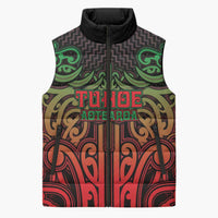 Custom Aotearoa Tuhoe Sleeveless Puffer Jacket Maori Tribal Pattern Mix Poutama LT05 Unisex Black - Polynesian Pride