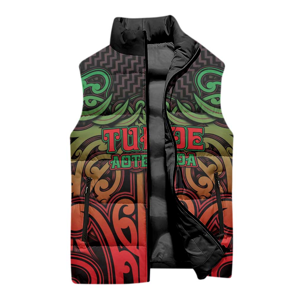 Custom Aotearoa Tuhoe Sleeveless Puffer Jacket Maori Tribal Pattern Mix Poutama LT05 - Polynesian Pride