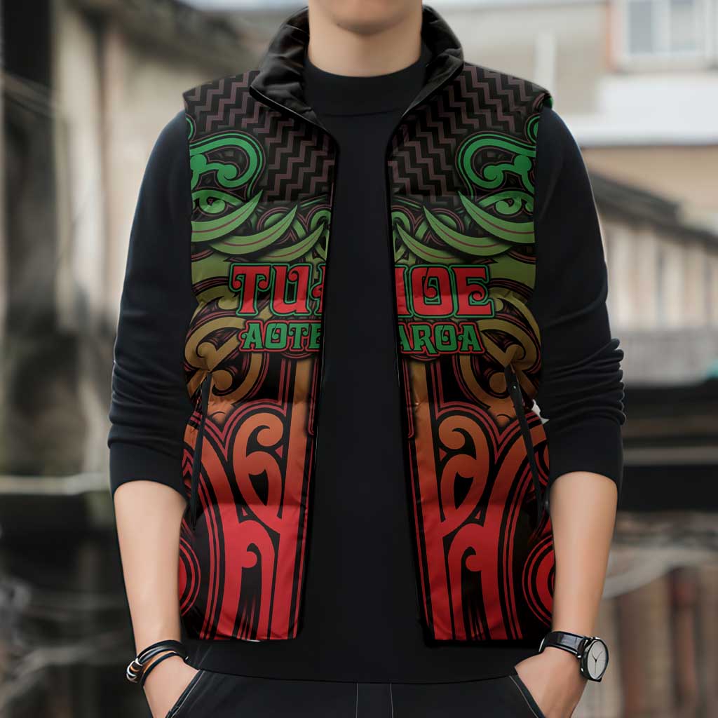 Custom Aotearoa Tuhoe Sleeveless Puffer Jacket Maori Tribal Pattern Mix Poutama LT05 - Polynesian Pride