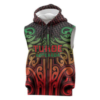 Custom Aotearoa Tuhoe Sleeveless Zip Hoodie Maori Tribal Pattern Mix Poutama LT05 Black - Polynesian Pride