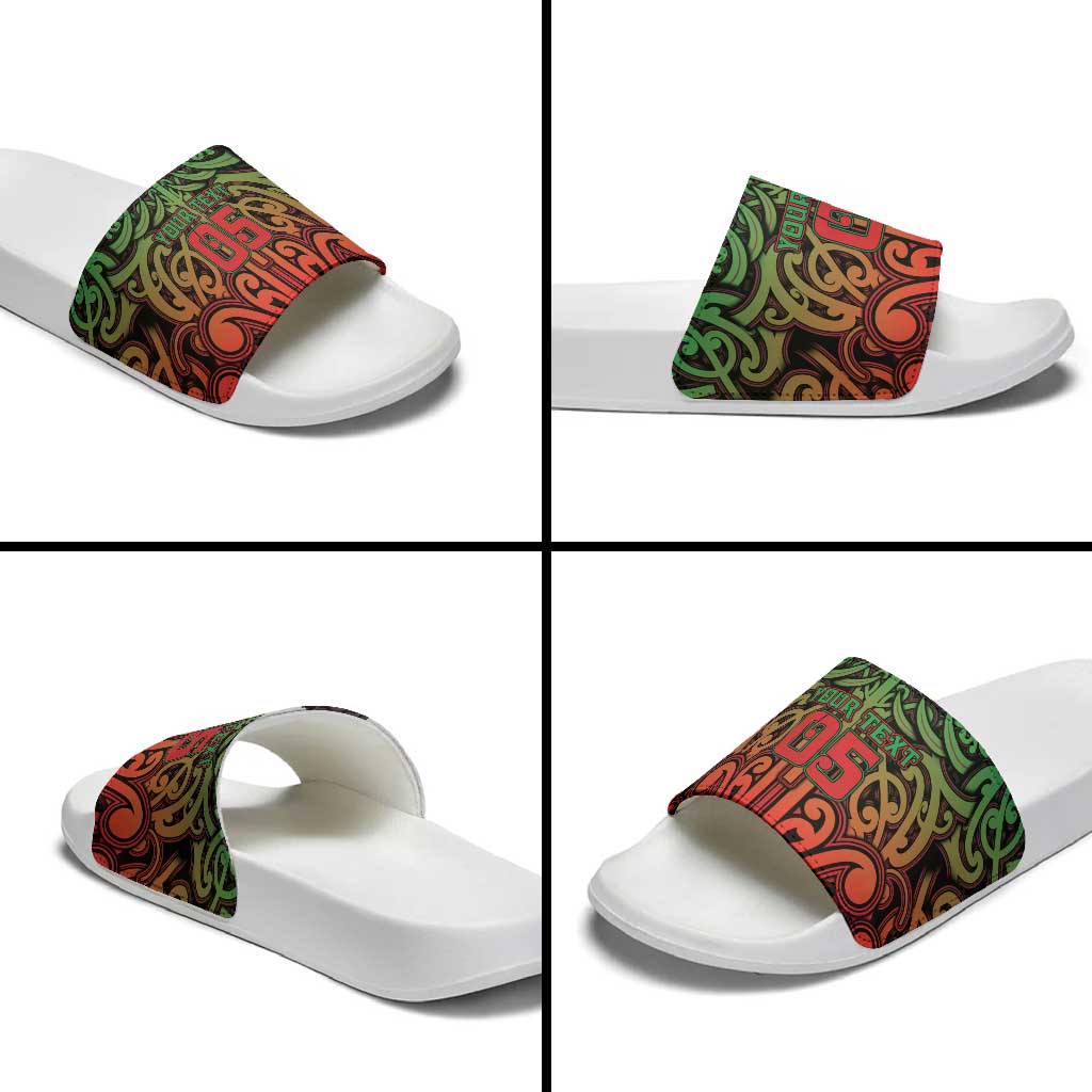 Custom Aotearoa Tuhoe Slide Sandals Maori Tribal Pattern Mix Poutama LT05 - Polynesian Pride