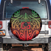 Custom Aotearoa Tuhoe Spare Tire Cover Maori Tribal Pattern Mix Poutama