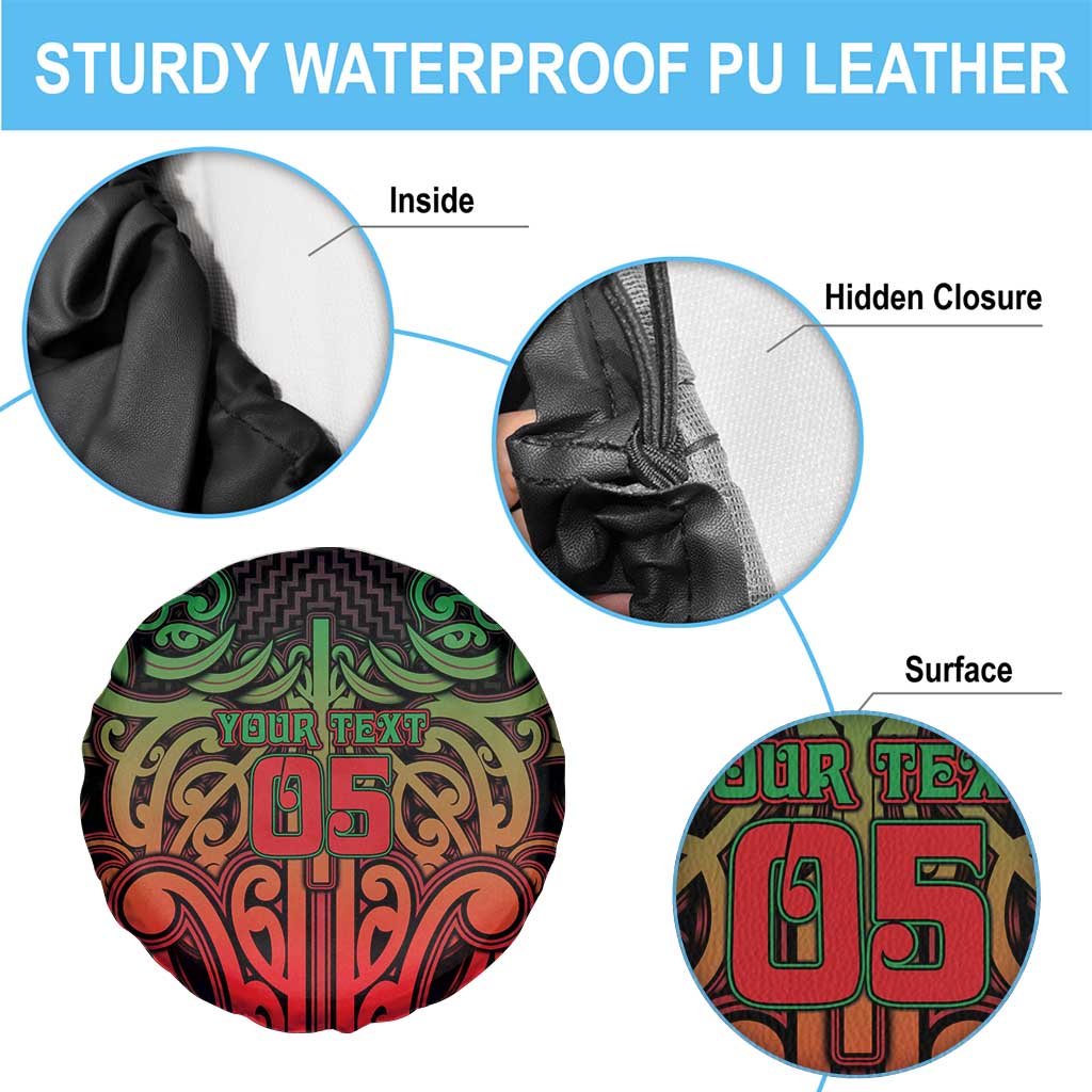 Custom Aotearoa Tuhoe Spare Tire Cover Maori Tribal Pattern Mix Poutama