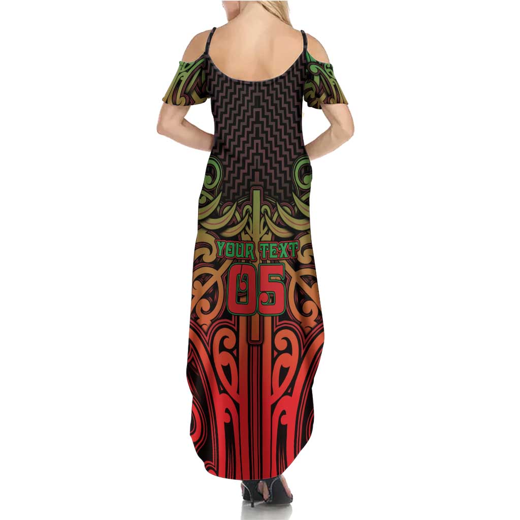 Custom Aotearoa Tuhoe Summer Maxi Dress Maori Tribal Pattern Mix Poutama LT05 - Polynesian Pride